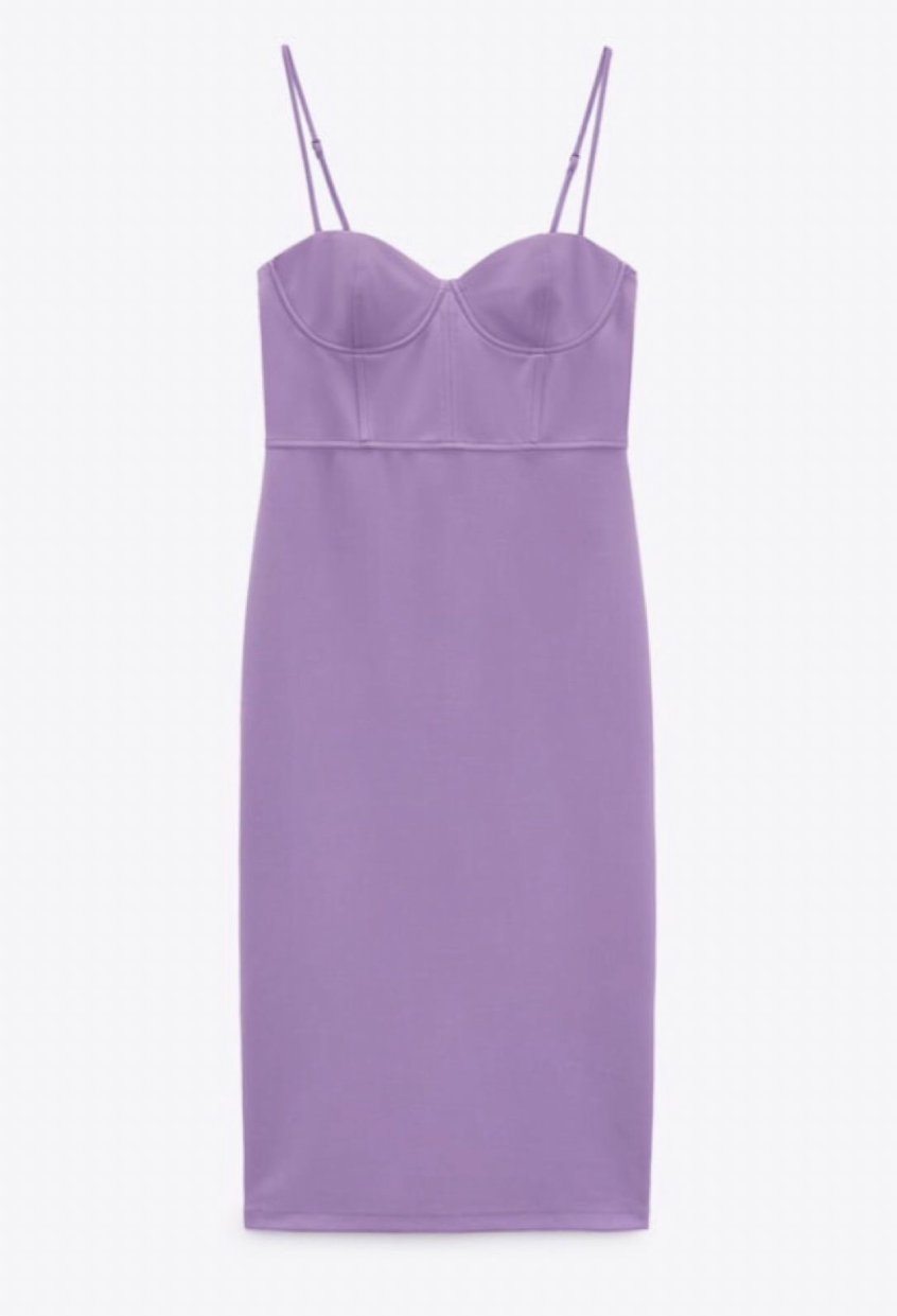 Purple dress with thin straps on a white background