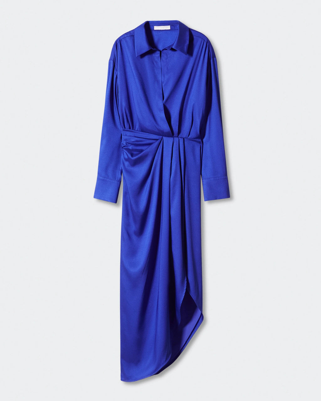 Blue dress with a belt on a light gray background